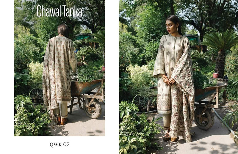 Restocked/Qalamkar Rehaab Luxury Shawl Collection/QWK 02/Chawal Tanka