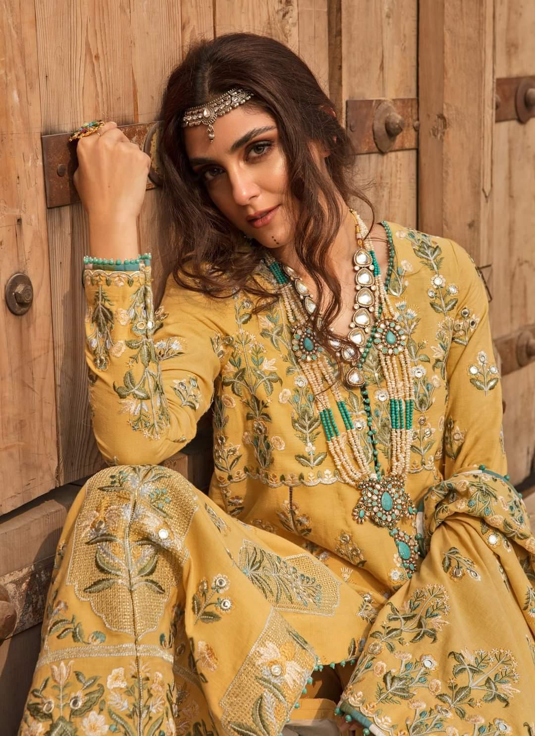 Restocked/Crimson Winter by Saira Shakira/SHEESHAY HAZARON - CANARY - AWWALBOUTIQUE