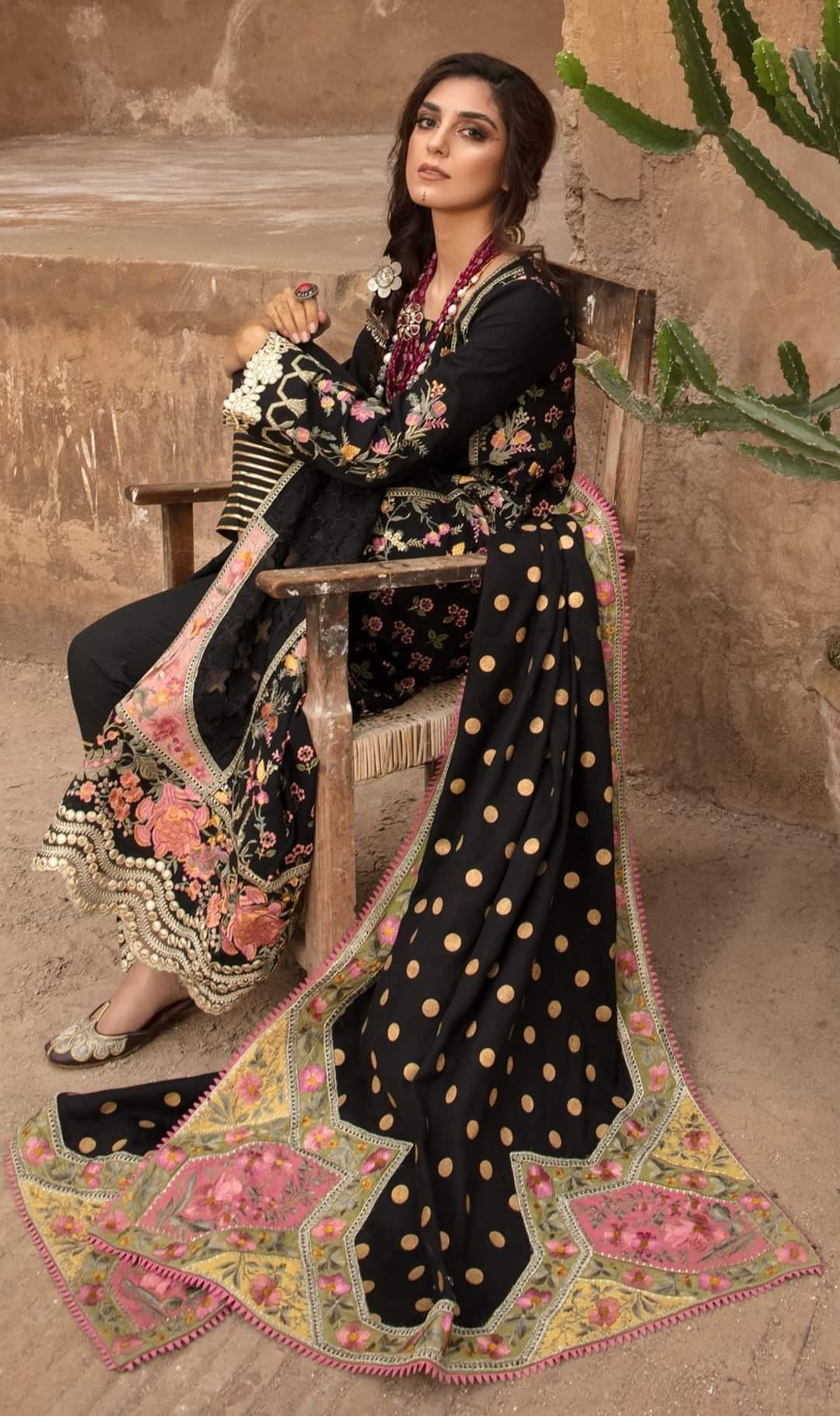 Restocked/Crimson Winter by Saira Shakira/MAST MUSAFIR - EBONY - AWWALBOUTIQUE