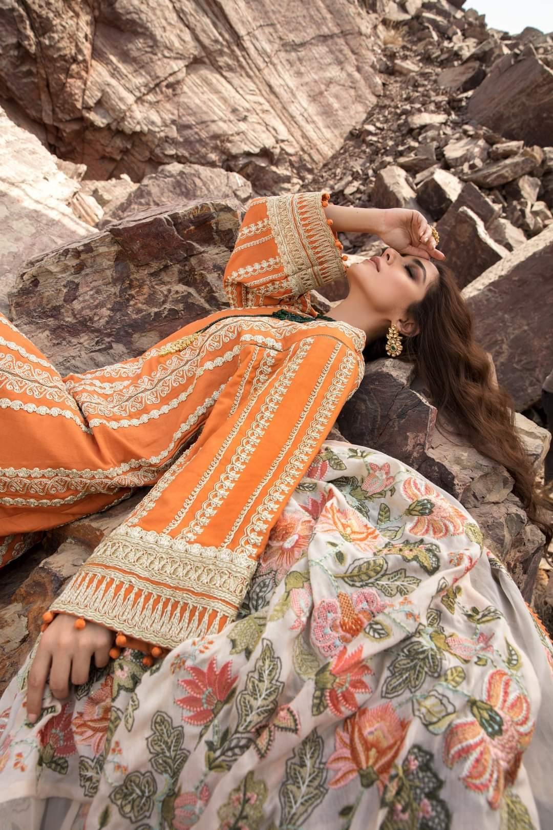 Restocked/Crimson Winter by Saira Shakira/MODERN MEMSAAB - Mandarin - AWWALBOUTIQUE