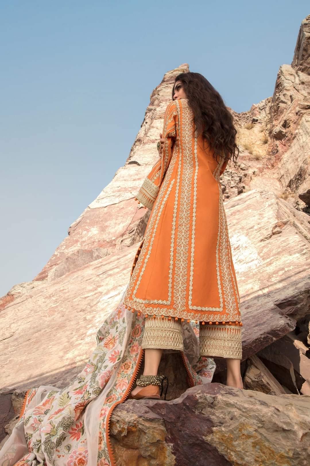 Restocked/Crimson Winter by Saira Shakira/MODERN MEMSAAB - Mandarin - AWWALBOUTIQUE