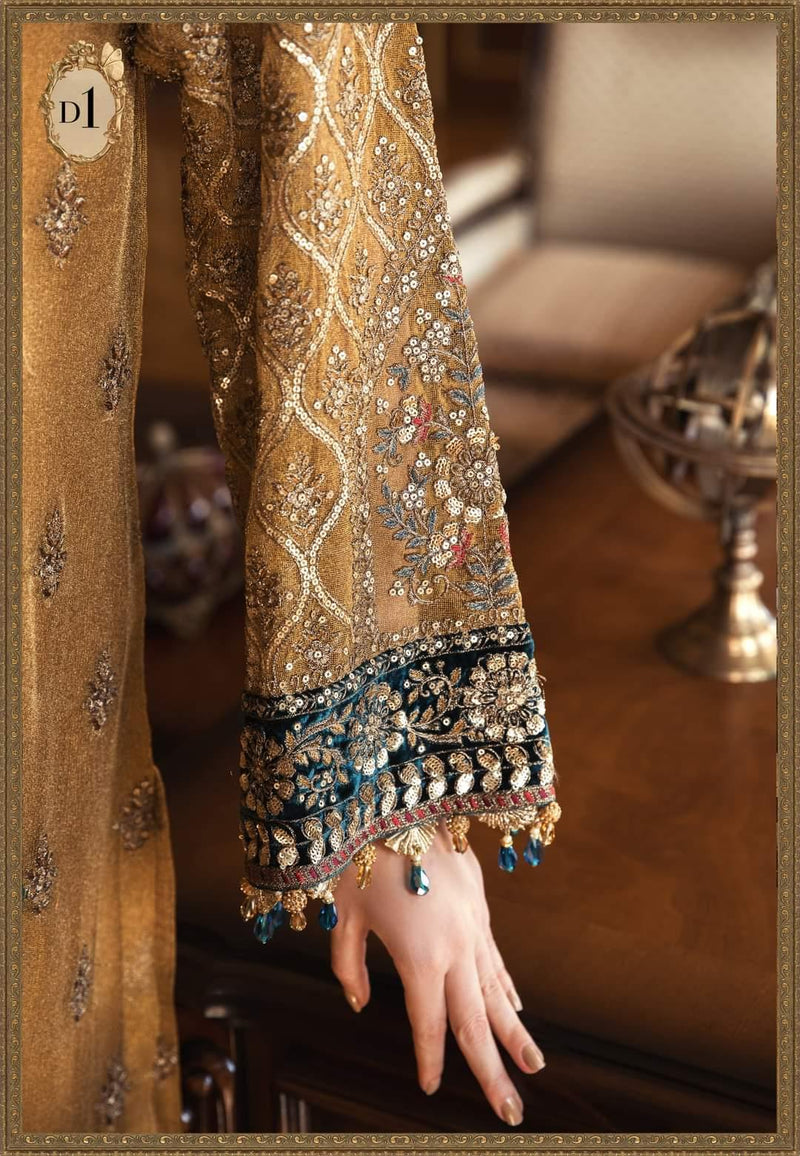 Restocked/Maria B Mbroidered Wedding Edition/Mustard (BD-2001) - AWWALBOUTIQUE