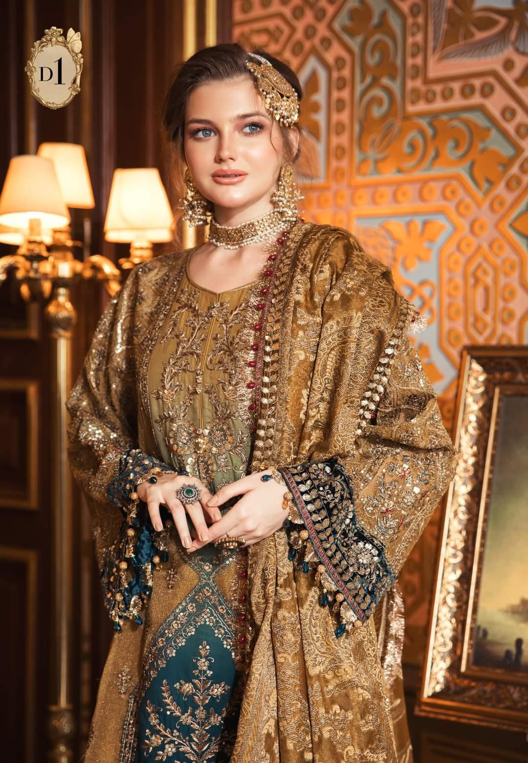 Restocked/Maria B Mbroidered Wedding Edition/Mustard (BD-2001) - AWWALBOUTIQUE