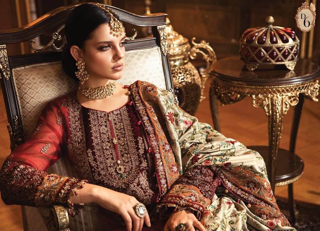 Restocked/Maria B Mbroidered Wedding Edition/Maroon (BD-2006)s - AWWALBOUTIQUE