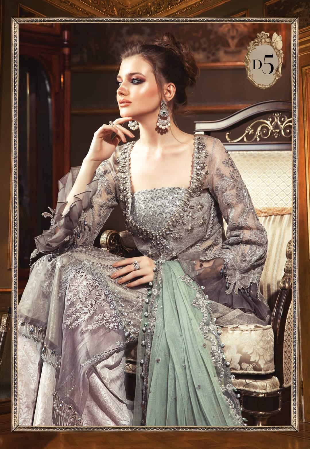 Restocked/Maria B Mbroidered Wedding Edition/Silver Grey (BD-2005) - AWWALBOUTIQUE