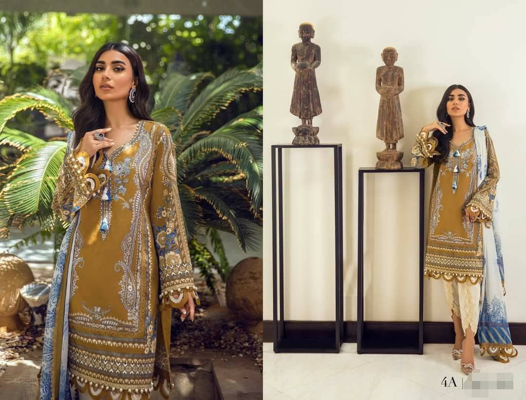 Sana Safinaz Muzlin Lawn with Silver Chiffon Dupatta/4A