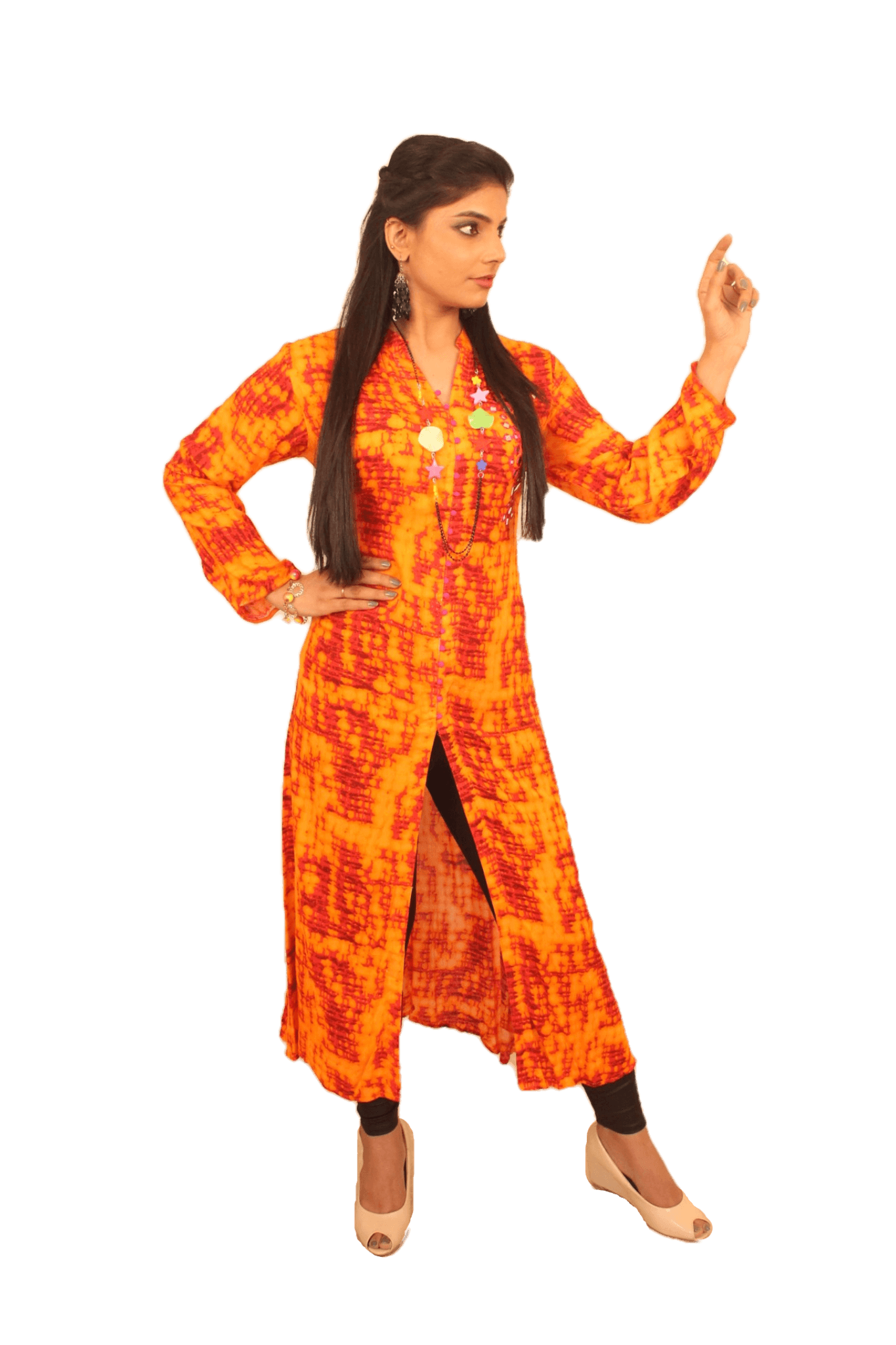 Ready to Wear| Assyemtrical Front Open Stylish Kurti|Size XXL - AWWALBOUTIQUE