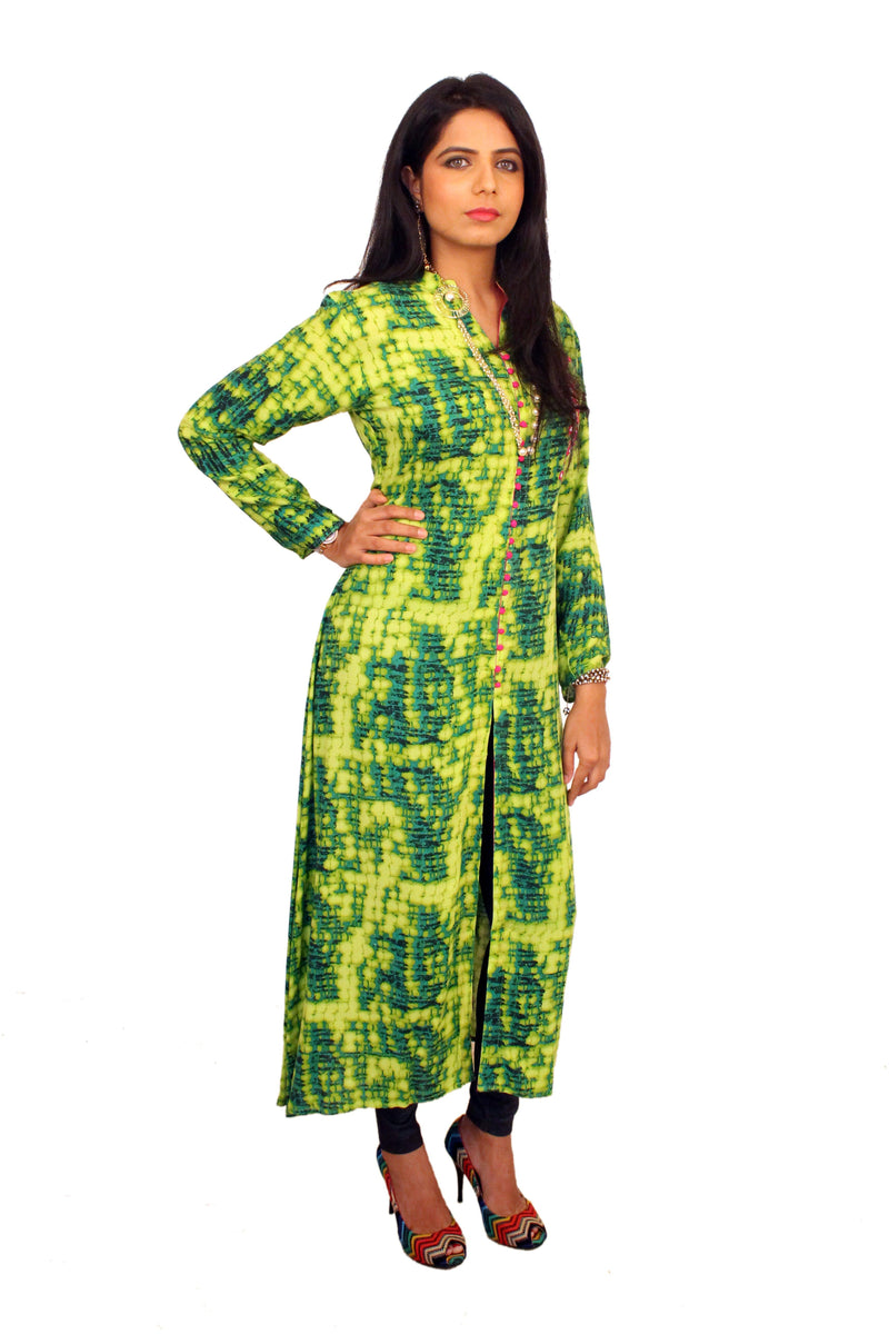 Women Beige Ethnic Print Embroidered Cotton Angrakha Style Kurta With –  jaipurkurtius