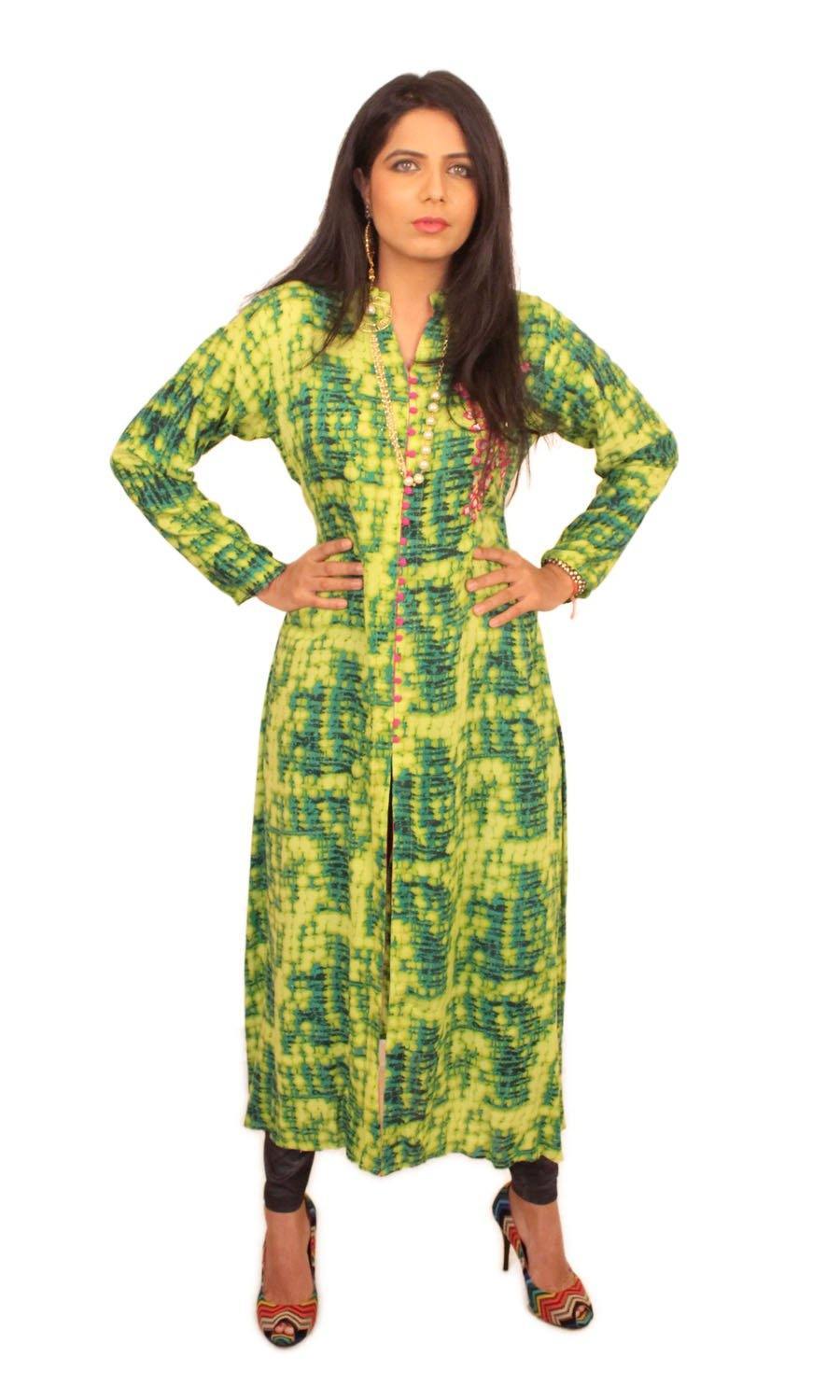 Ready to Wear| Assyemtrical Front Open Stylish Kurti|Size XL - AWWALBOUTIQUE