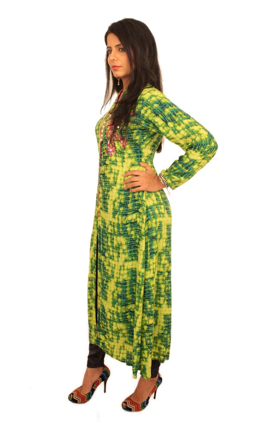 Ready to Wear| Assyemtrical Front Open Stylish Kurti|Size XL - AWWALBOUTIQUE