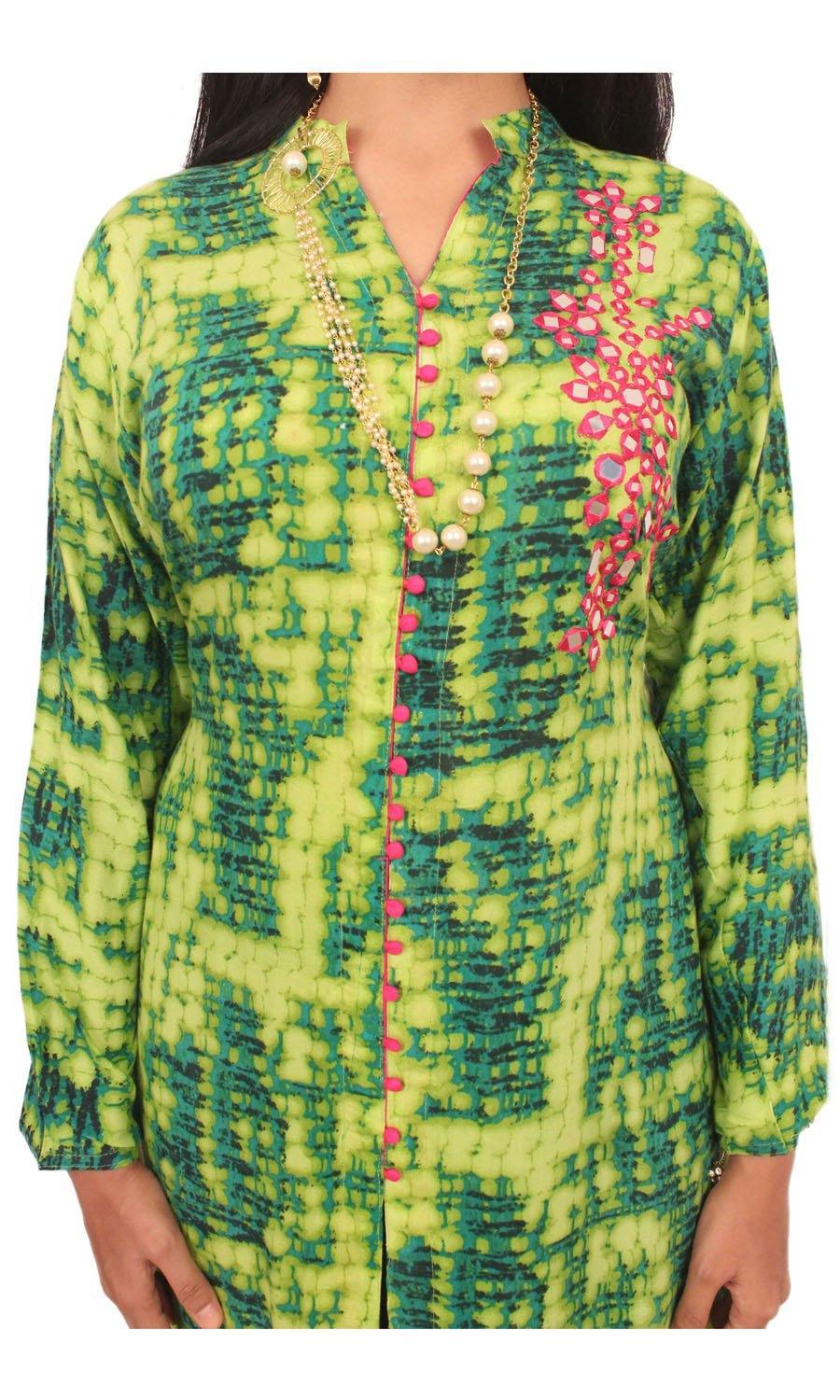 Ready to Wear| Assyemtrical Front Open Stylish Kurti|Size XL - AWWALBOUTIQUE