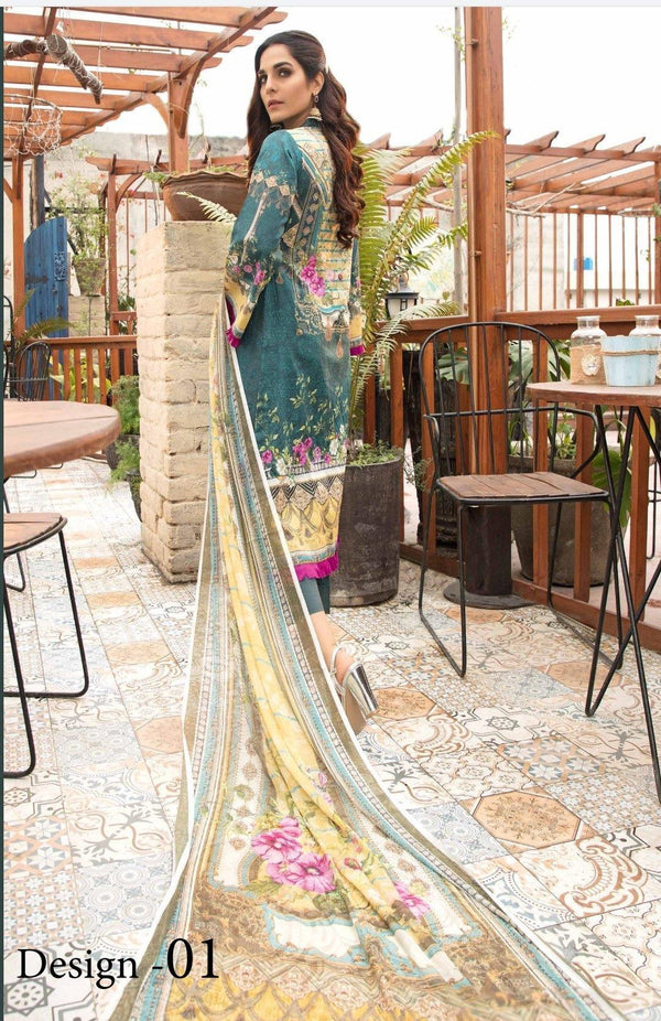 Raabi Luxury Lawn by Ibrahim Textiles/D 01 - AWWALBOUTIQUE