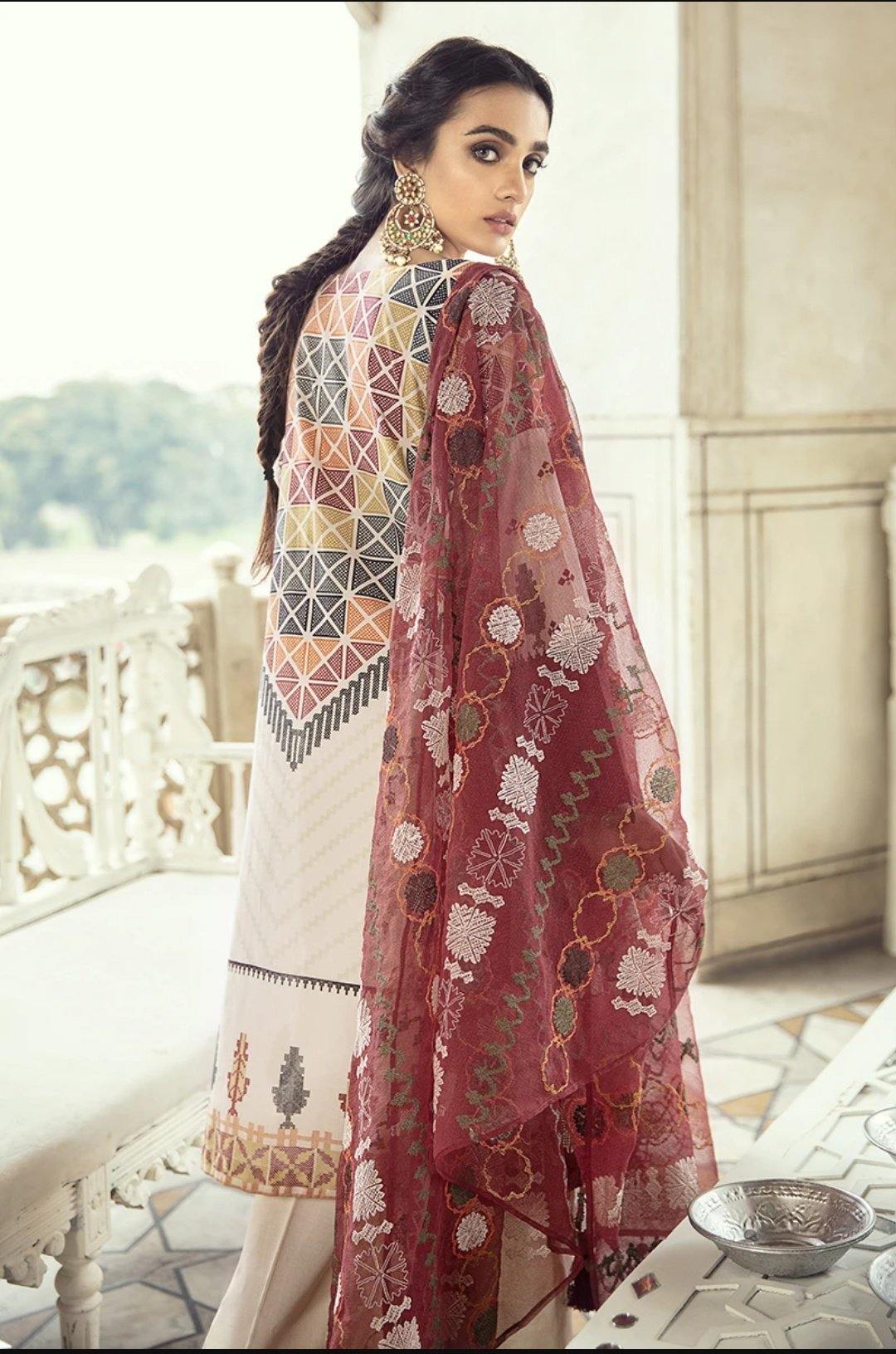 Restocked/Cross Stitch Sheesh Mahal/Redwood Charm/3 Pc - AWWALBOUTIQUE