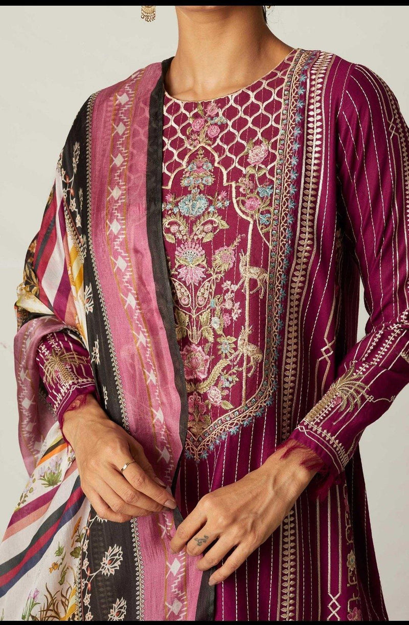 Restocked/Zara Shahjahan Lawn/Bansuri A - AWWALBOUTIQUE