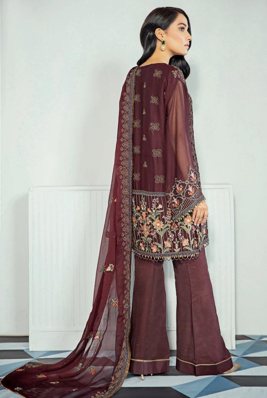 Alizeh Embroidered Chiffon/Vol 3/Jamun - AWWALBOUTIQUE