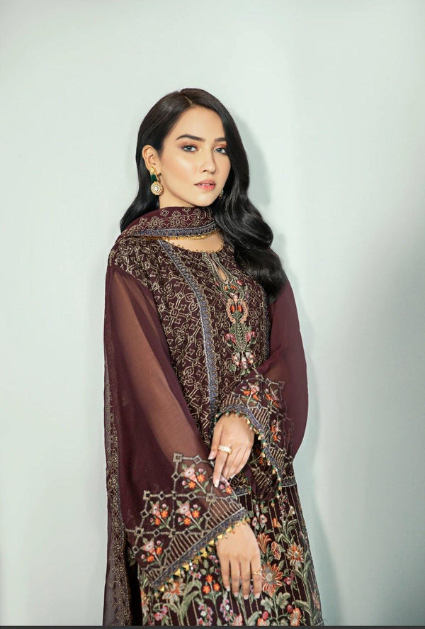 Alizeh Embroidered Chiffon/Vol 3/Jamun - AWWALBOUTIQUE