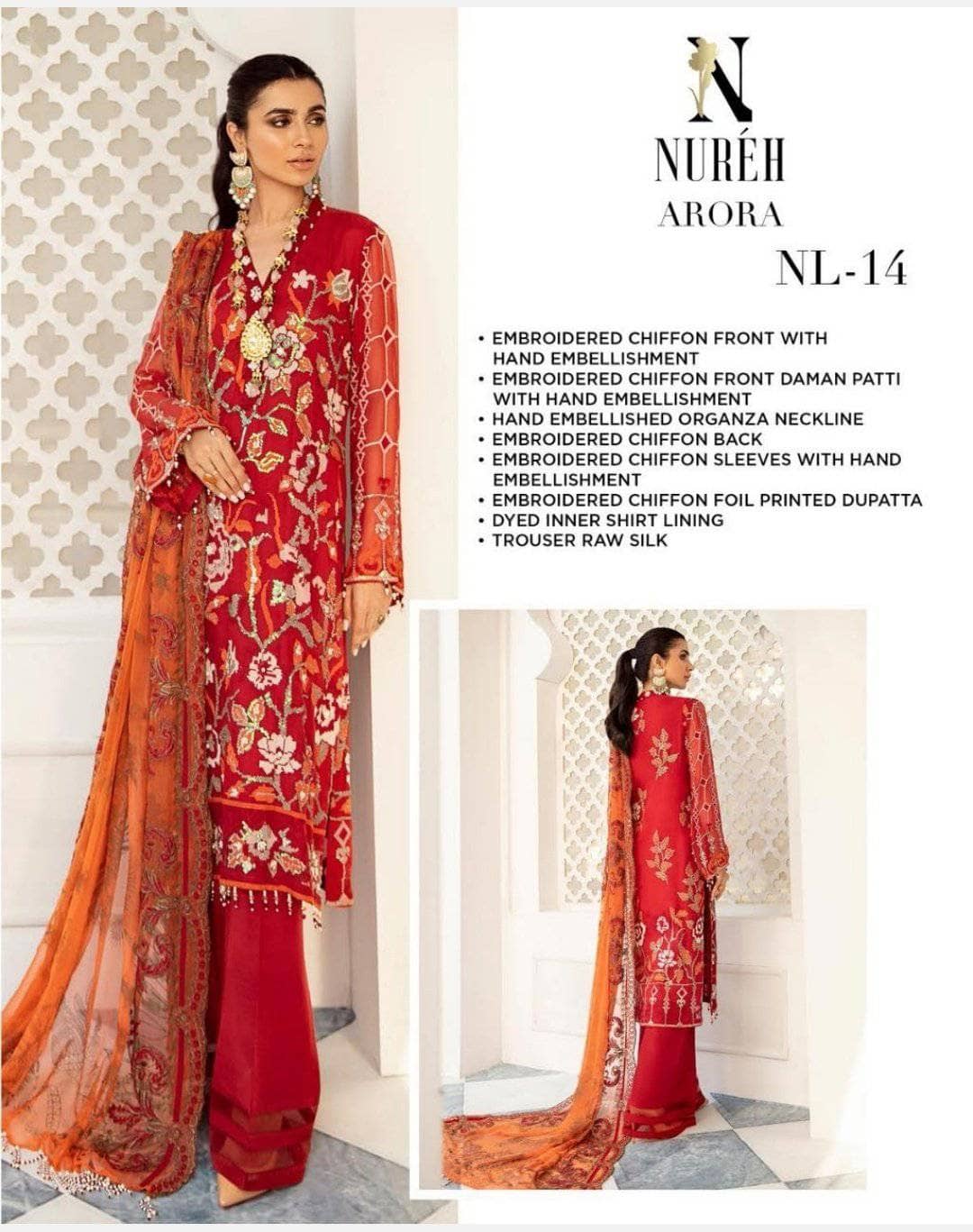 Nureh Mor Bagh Luxe Chiffon/NL-14