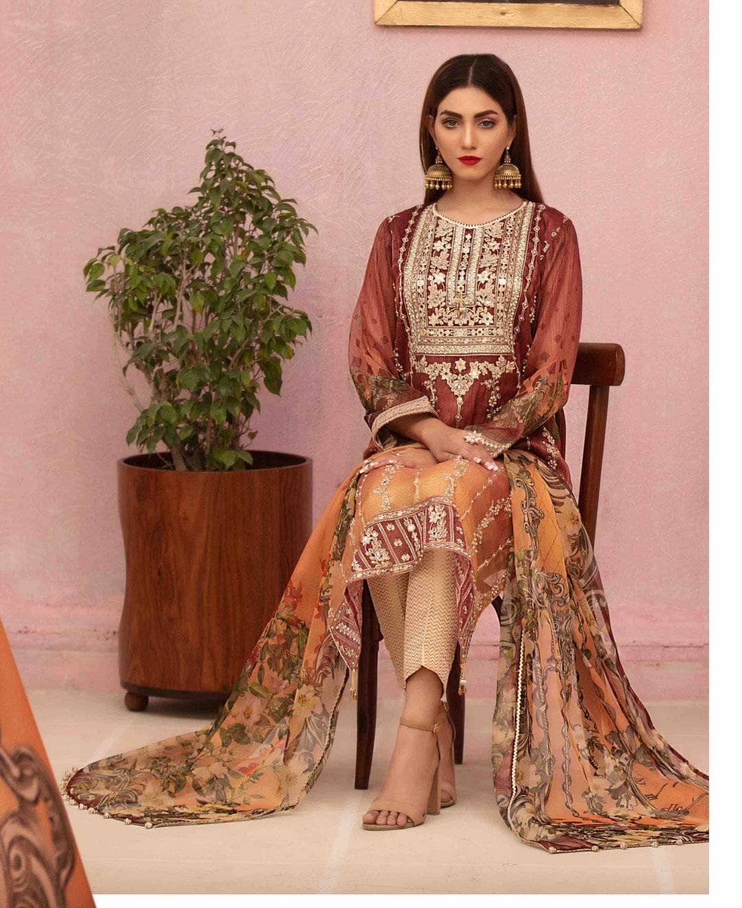 Tawakkal Caria Shaded Masuri/Semi Stitched