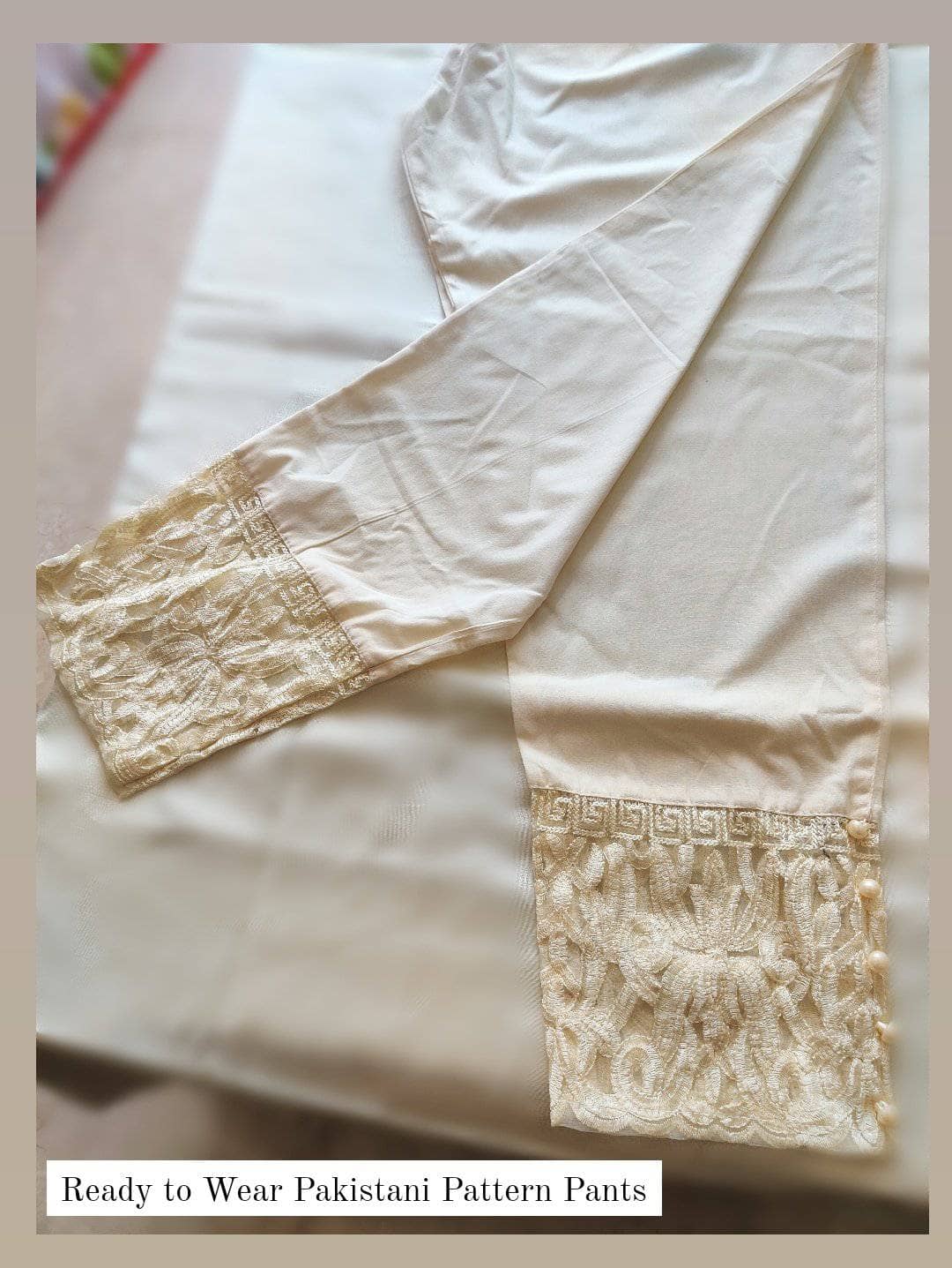 Ready to Wear Pakistani Pattern Pants\Cream