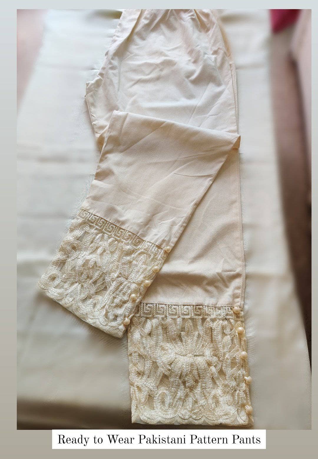 Ready to Wear Pakistani Pattern Pants\Cream