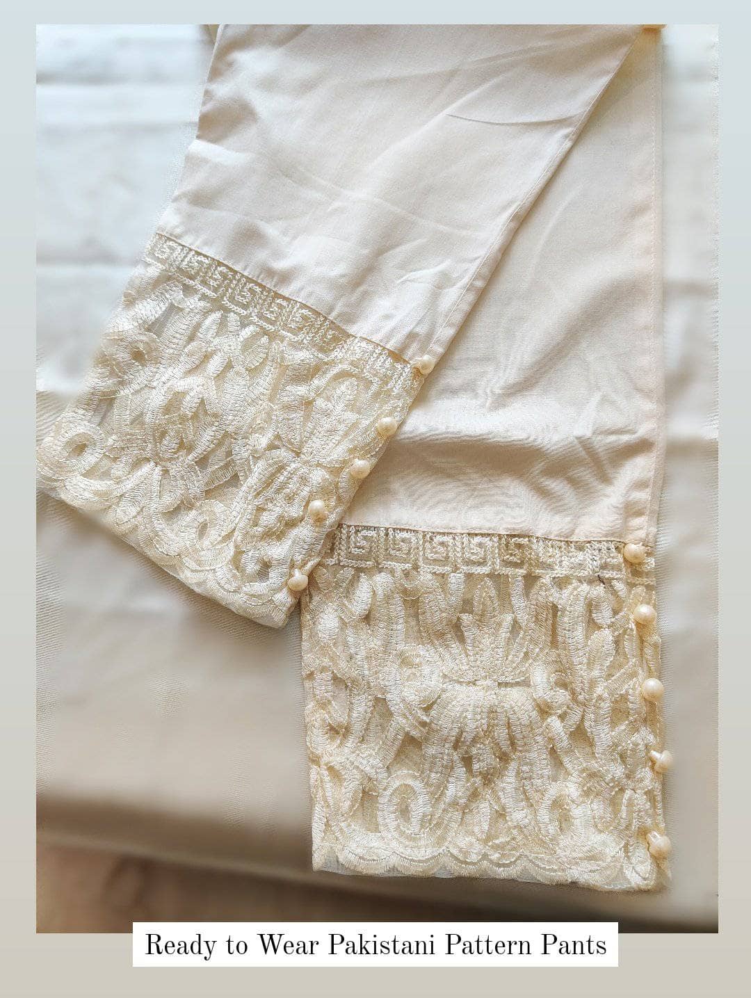 Ready to Wear Pakistani Pattern Pants\Cream