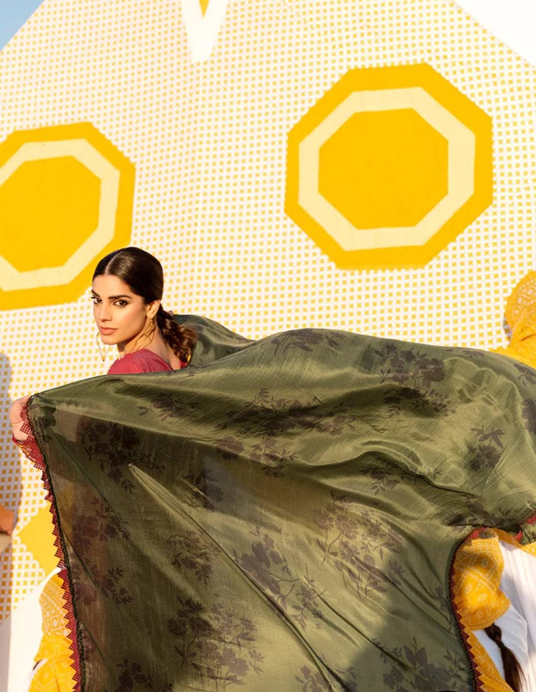 Cross Stitch Basant/Vivid Flamboyant/Silk Dupatta Dupatta