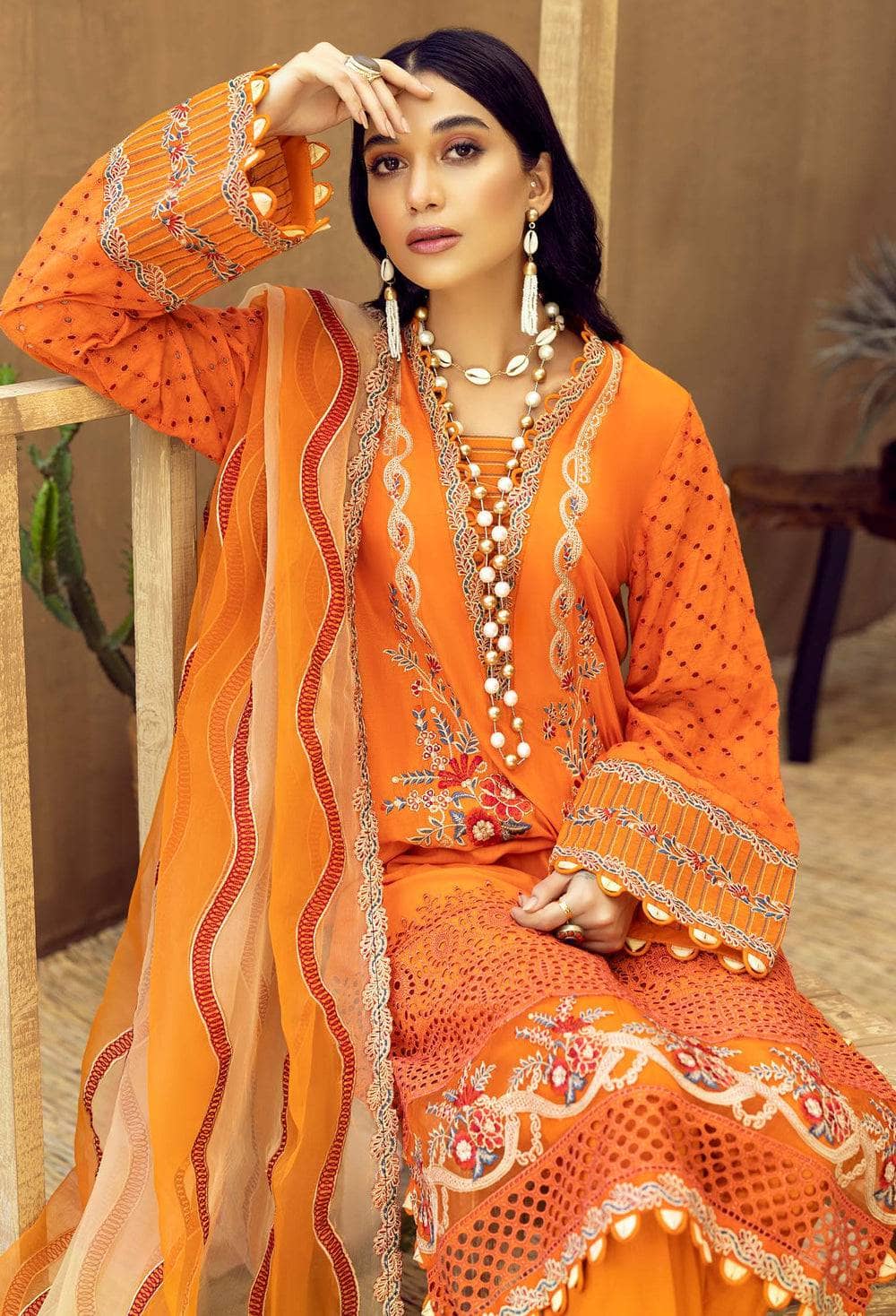 Adans Libas Fuchsia Lawn Pakistani Suits Adans Libas Zaire Schiffli/Calico