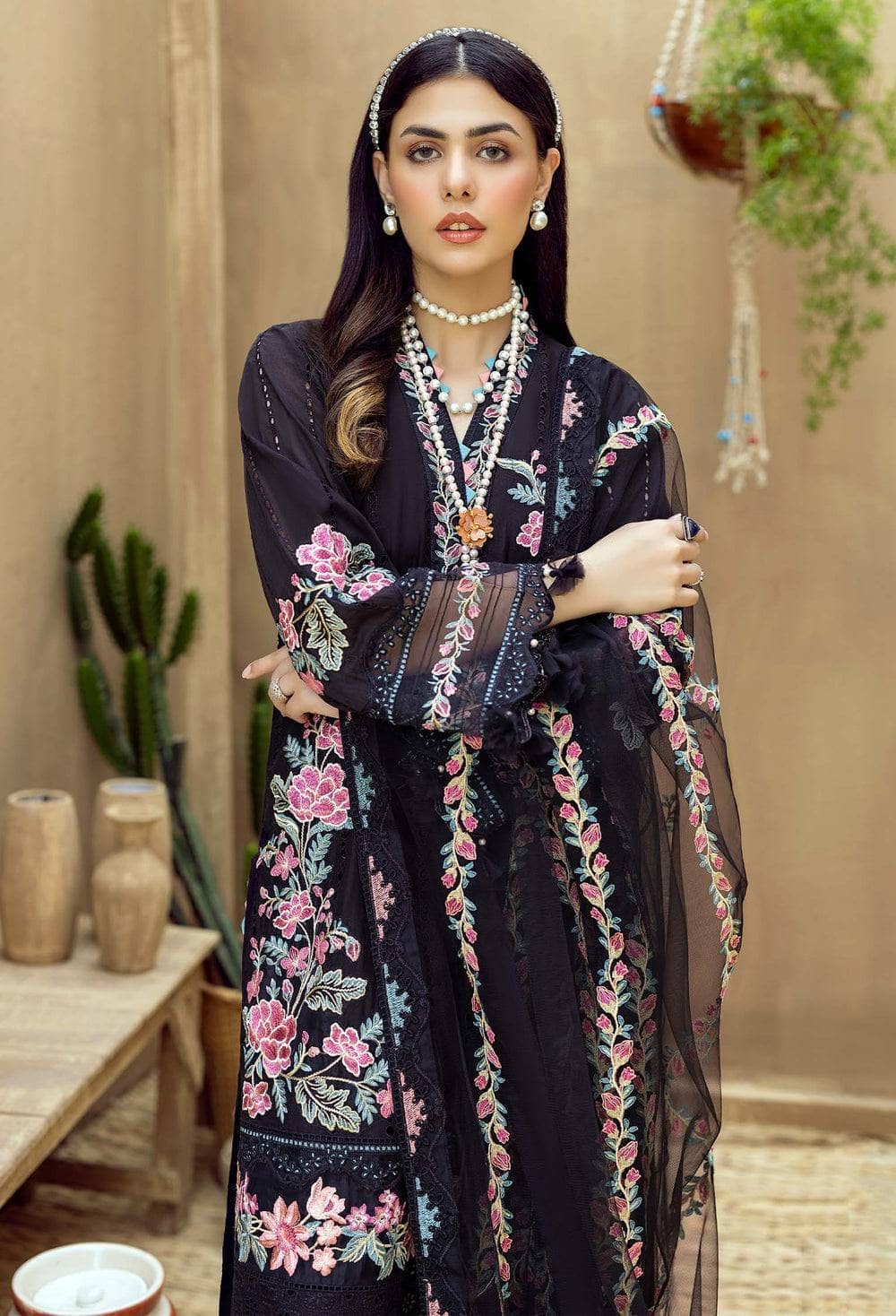 Adans Libas Fuchsia Lawn Pakistani Suits Adans Libas Zaire Schiffli/Haiti