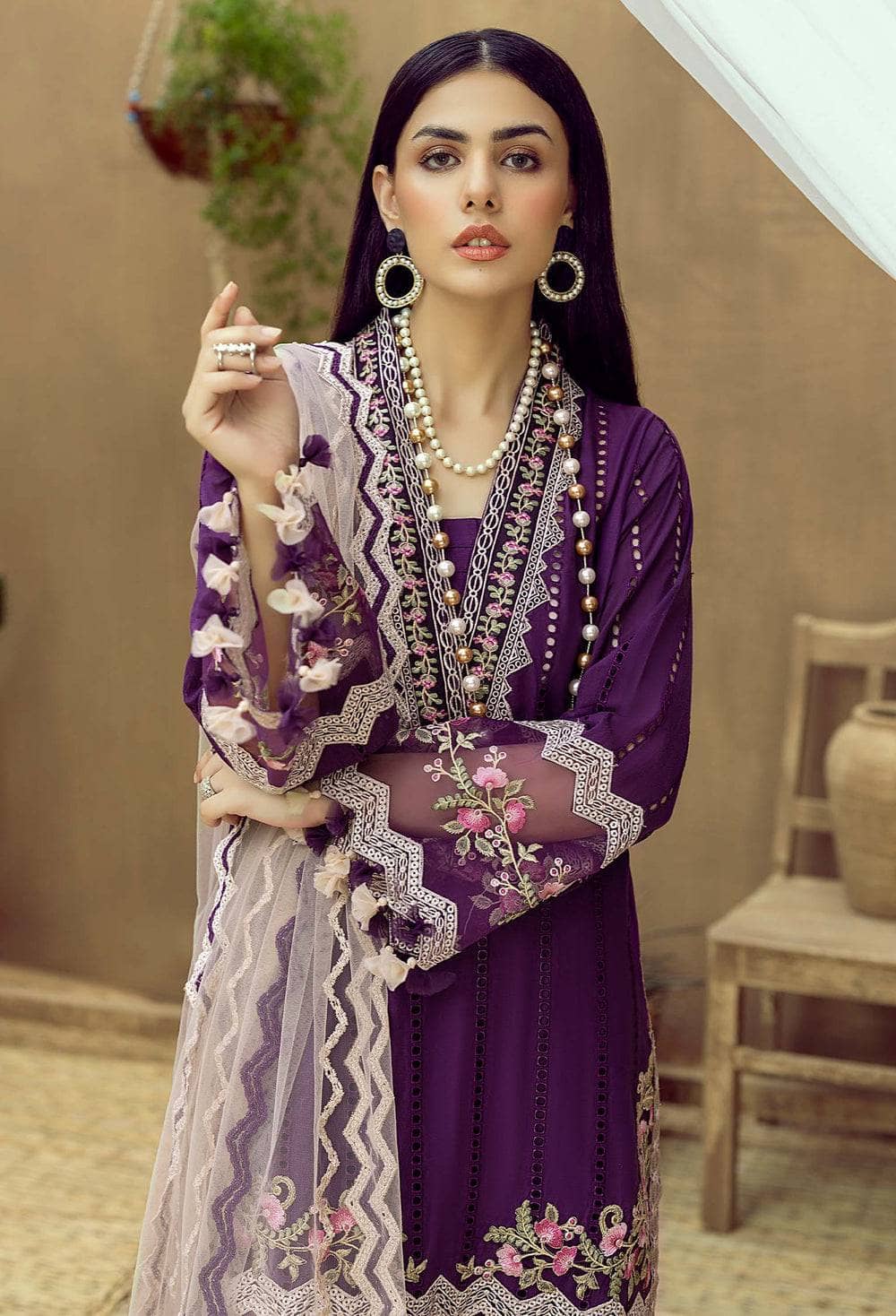 Adans Libas Fuchsia Lawn Pakistani Suits Restocked/Adans Libas Zaire Schiffli/Clairvoyant