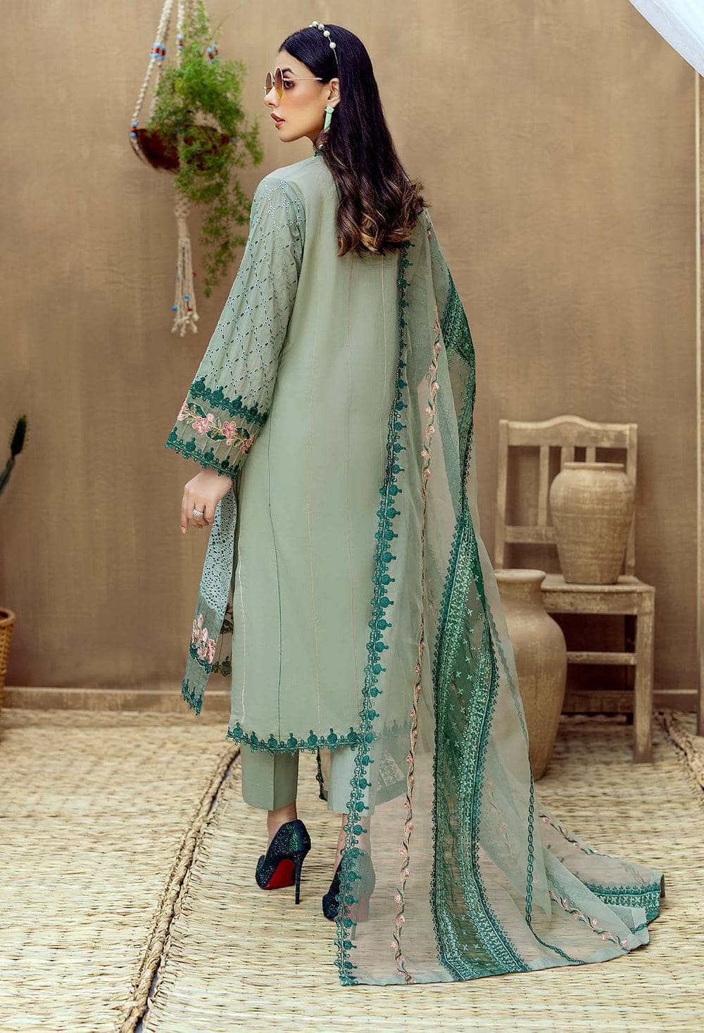 Adans Libas Fuchsia Lawn Pakistani Suits Restocked/Adans Libas Zaire Schiffli/Geyser