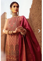 Al Karam/FC-08C-21-Pink/3 Pc Embroidered Suit With Jaqcuard Dupatta