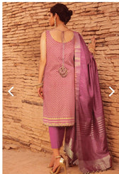 Al Karam/FC-08C-21-Pink/3 Pc Embroidered Suit With Jaqcuard Dupatta