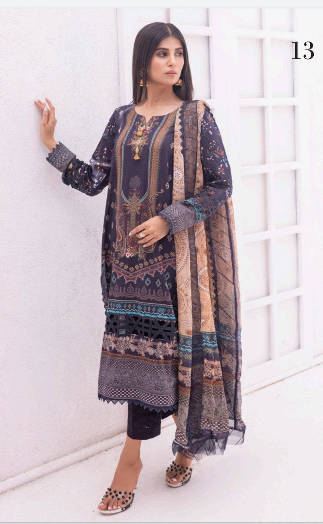 Al Zohaib Lawn Pakistani Suit Al Zohaib Colours/Printed Lawn/Bamber Chiffon Dupatta