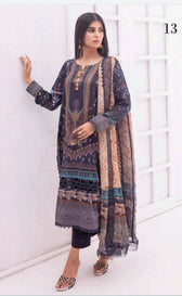 Al Zohaib Lawn Pakistani Suit Al Zohaib Colours/Printed Lawn/Bamber Chiffon Dupatta