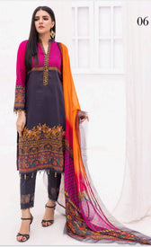 Al Zohaib Lawn Pakistani Suit Al Zohaib Colours/Printed Lawn/Bamber Chiffon Dupatta