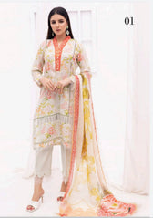 Al Zohaib Lawn Pakistani Suit Al Zohaib Colours/Printed Lawn/Bamber Chiffon Dupatta
