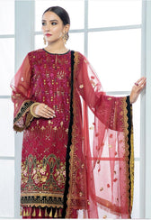 Alizeh Embroidered Chiffon/Vol 3/Surkh - AWWALBOUTIQUE