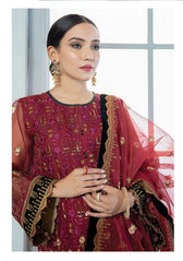 Alizeh Embroidered Chiffon/Vol 3/Surkh - AWWALBOUTIQUE