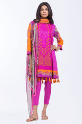 AlKaram Spring/Summer 2018 – 3 Piece Printed Embroidered – SS-10 Fuchsia