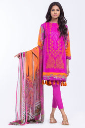 AlKaram Spring/Summer 2018 – 3 Piece Printed Embroidered – SS-10 Fuchsia