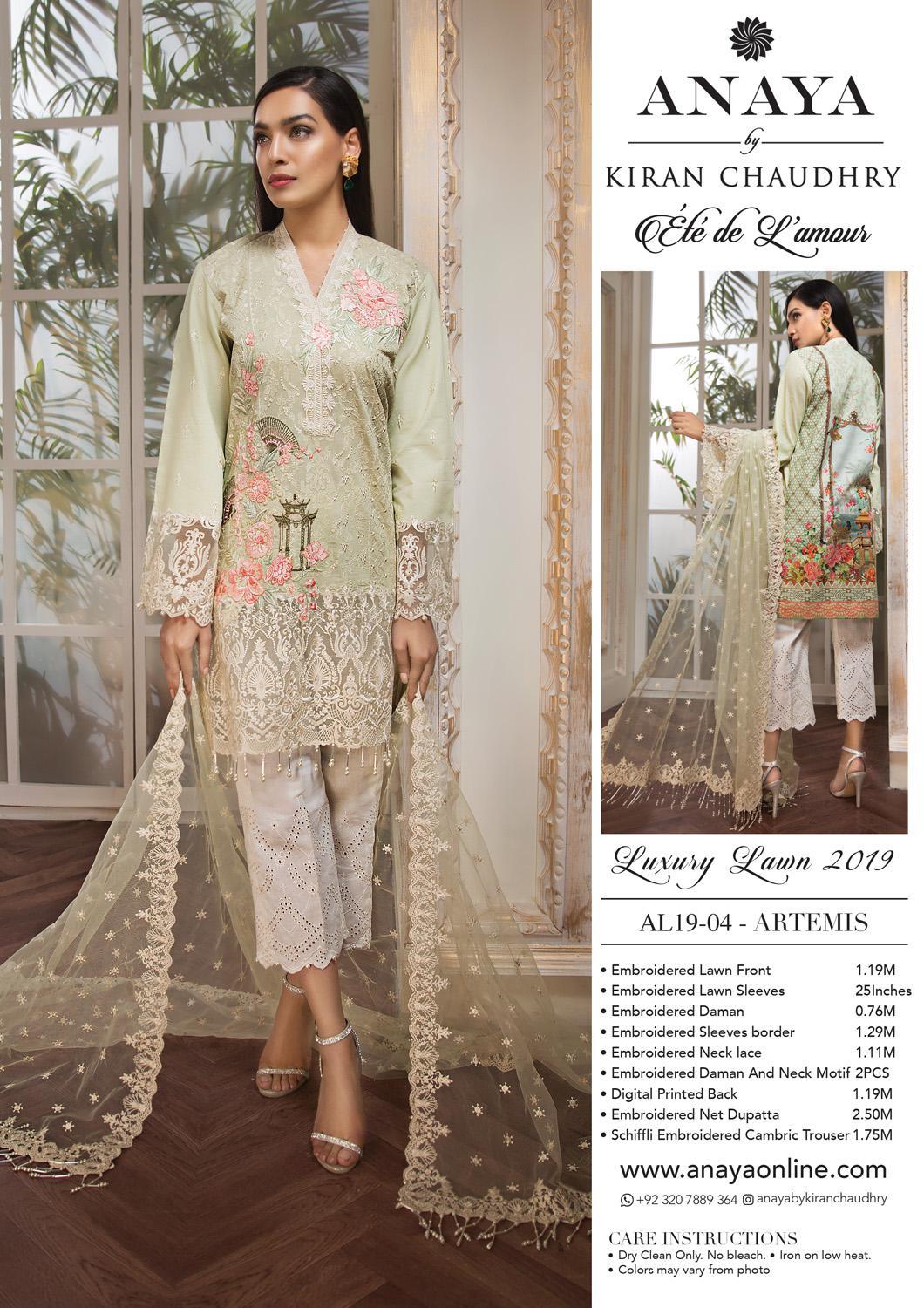 Anaya by Kiran Chaudhry – Ete de L’Amour Luxury Lawn Collection 2019 – 04-Arthemis
