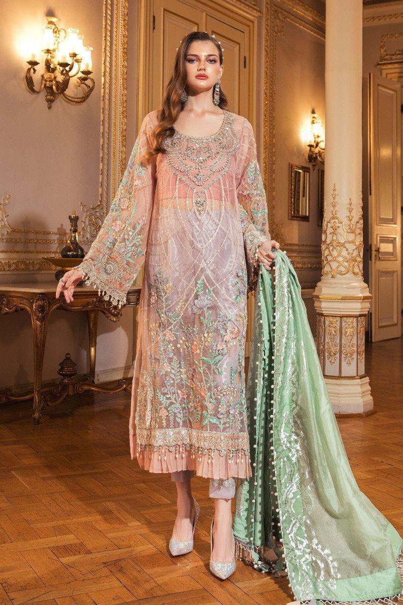 Restocked/Maria B Mbroidered Wedding Edition/Fresh Peach (BD-2003) - AWWALBOUTIQUE