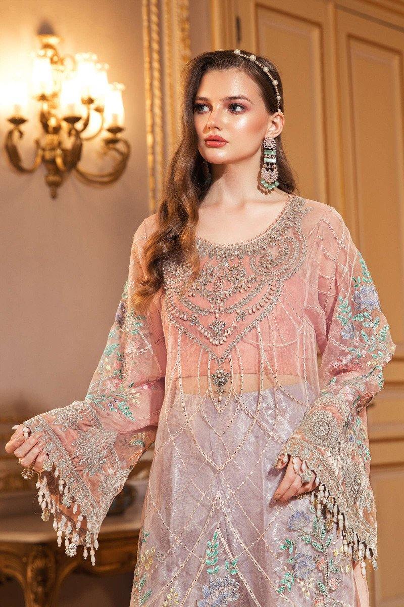 Restocked/Maria B Mbroidered Wedding Edition/Fresh Peach (BD-2003) - AWWALBOUTIQUE