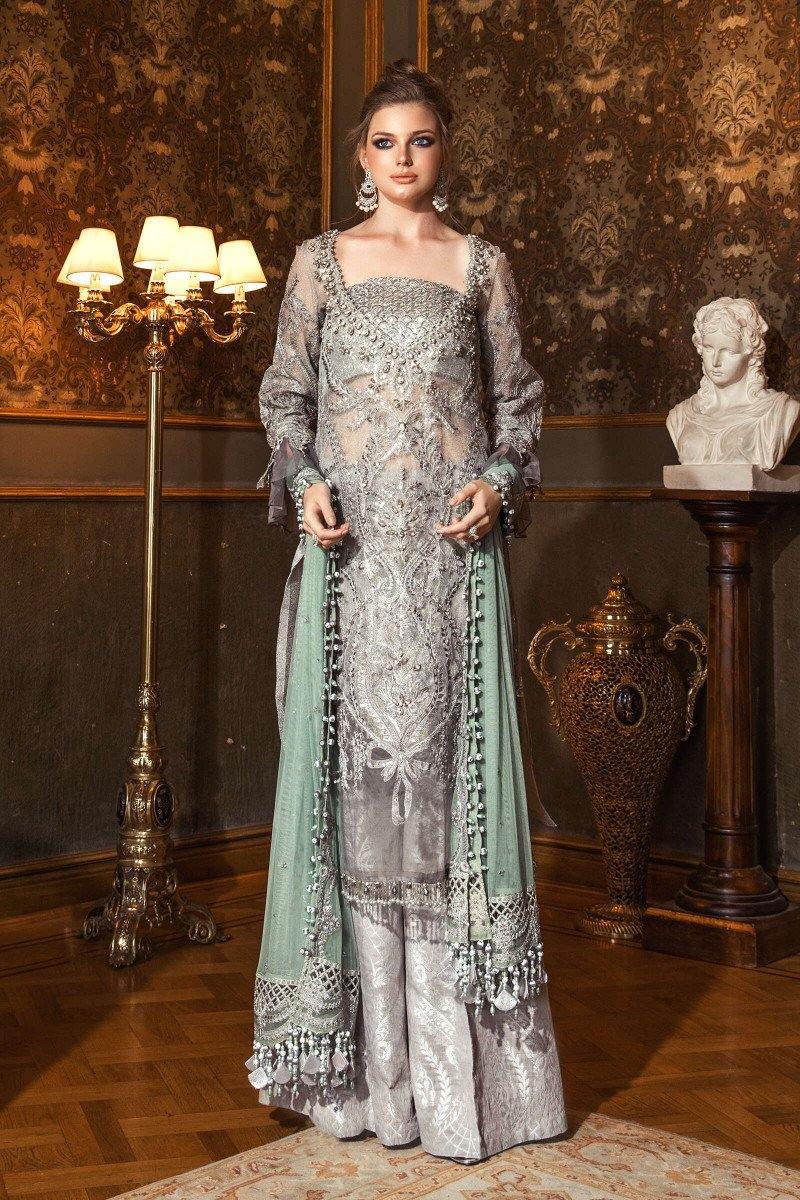 Restocked/Maria B Mbroidered Wedding Edition/Silver Grey (BD-2005) - AWWALBOUTIQUE