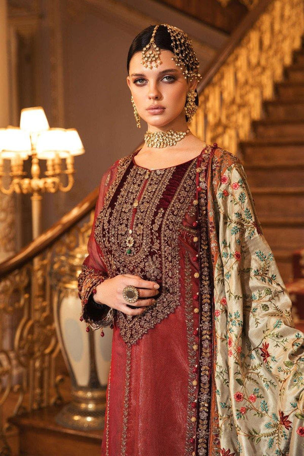 Restocked/Maria B Mbroidered Wedding Edition/Maroon (BD-2006)s - AWWALBOUTIQUE