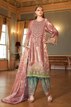 Restocked/Maria B Mbroidered Wedding Edition/Salmon Pink (BD-2008) - AWWALBOUTIQUE
