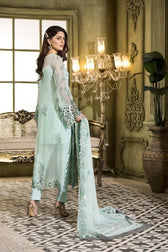 Caspara Chiffon Pakistani Suit Restocked / Caspara Luxury Chiffon/Iced Aqua