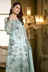 Caspara Chiffon Pakistani Suit Restocked / Caspara Luxury Chiffon/Iced Aqua