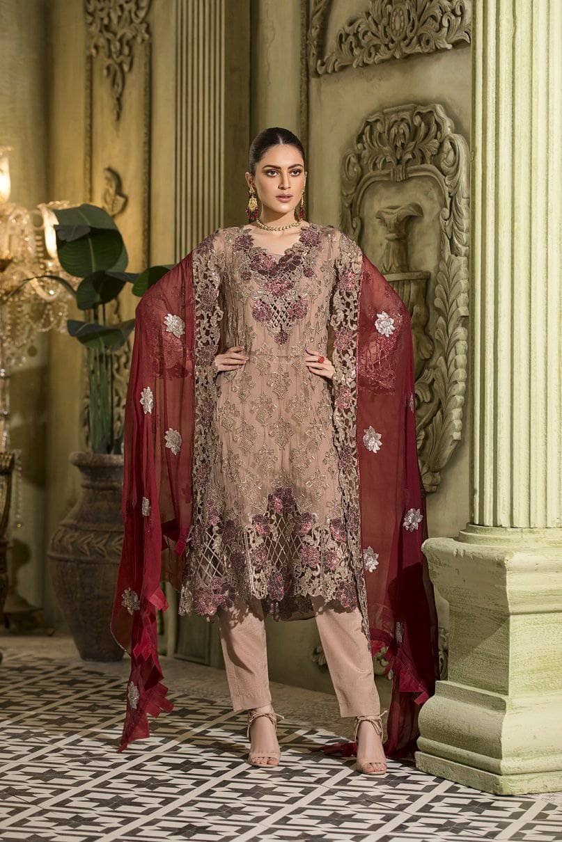 Caspara Lawn Pakistani Suits Caspara Luxury Chiffon/AQUARIUS