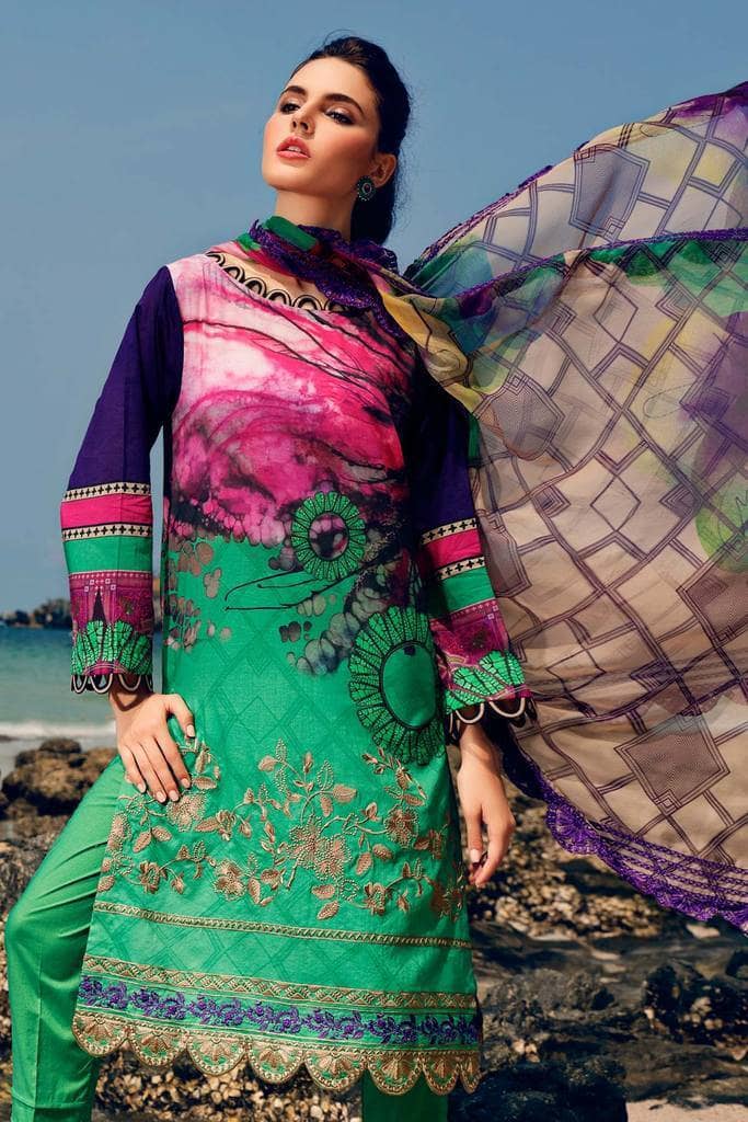 charizma festive Lawn Pakistani Suits Restocked/Charizma Combination Chapter 1/Parakeet Suave CC-40